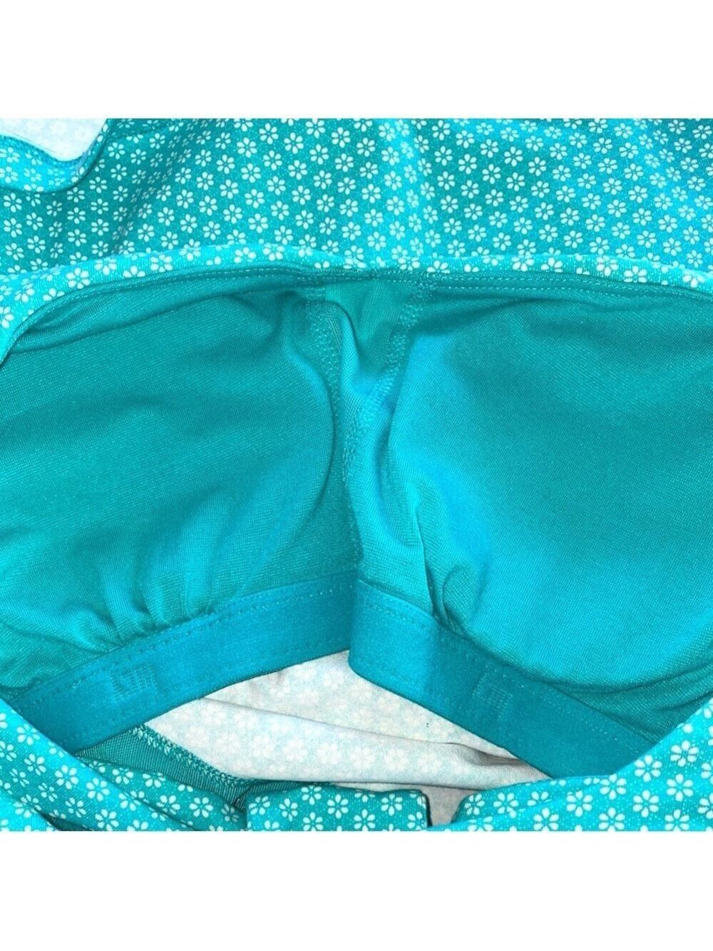 Lucy Floral Turquoise Blue Built In Bra Workout Top Size Small - Picture 6 of 6